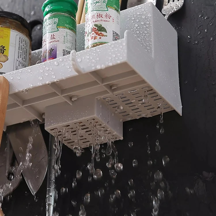 Kệ Đựng Gia Vị Dán Tường Nhà Bếp Có 4 Móc Hàng Loại 1 Nhựa ABS Dày Bền Đẹp - Chính Hãng