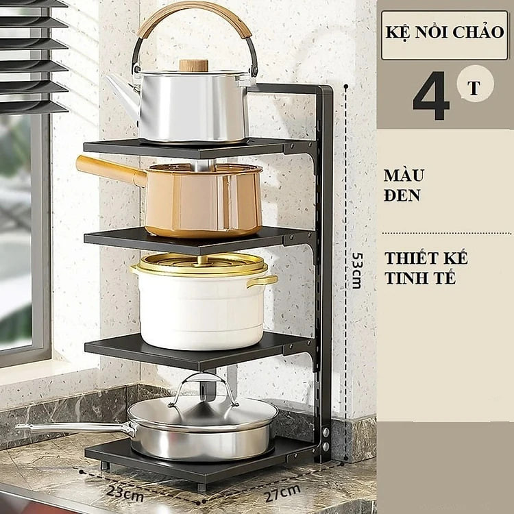 Kệ Để Xoong Nồi Đa Năng 3 4 Tầng Tiết Kiệm Không Gian Chất Liệu Thép Carbon Bền Đẹp