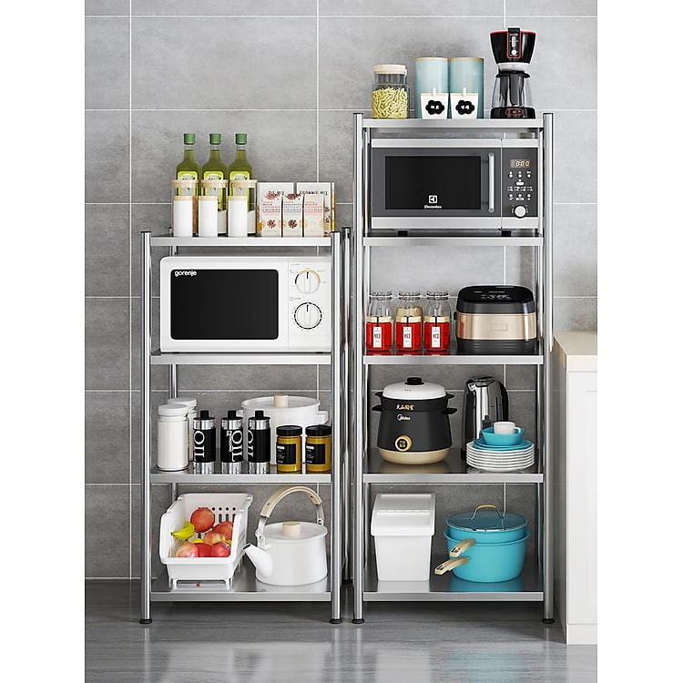Kệ Đa Năng Để Lò Vi Sóng INOX Trắng Cao Cấp Chống Han Gỉ Kệ Để Đồ Nặng Siêu Gọn Cho Nhà Bếp VANDO
