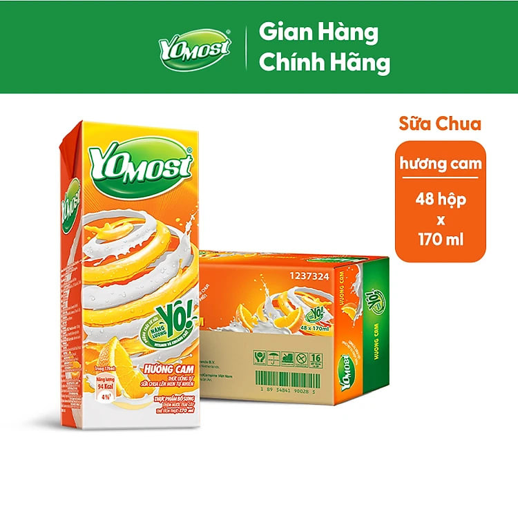 Thùng 48 Hộp Sữa Chua Lên Men Tự Nhiên Yomost Vị Cam (170ml/Hộp)