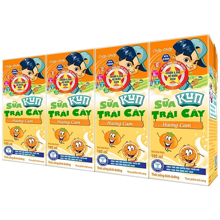 Thùng 48 Hộp Sữa Trái Cây Hương Cam KUN 180ml/hộp ( thẻ cào)