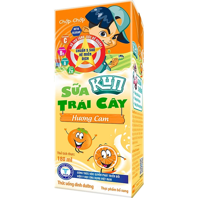 Thùng 48 Hộp Sữa Trái Cây Hương Cam KUN 180ml/hộp ( thẻ cào)