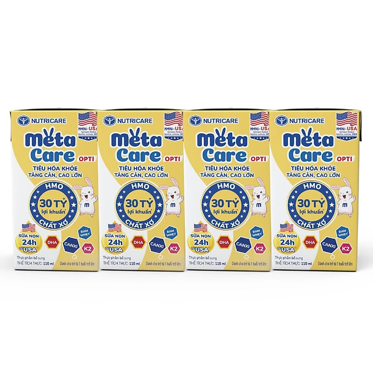 Thùng sữa nước pha sẵn Nutricare Metacare - phát triển toàn diện cho trẻ từ 1 tuổi (110ml x 48 hộp)