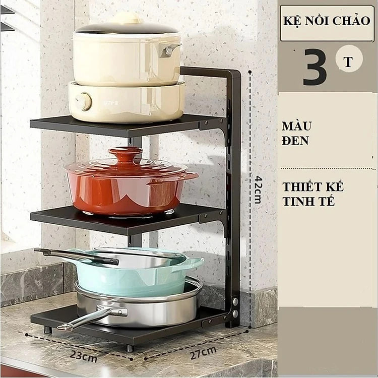 Kệ Để Xoong Nồi Đa Năng 3 4 Tầng Tiết Kiệm Không Gian Chất Liệu Thép Carbon Bền Đẹp