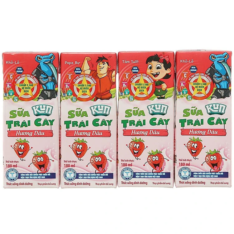 Thùng 48 Hộp Sữa Trái Cây KUN Hương Dâu 180ml/hộp(thẻ cào)