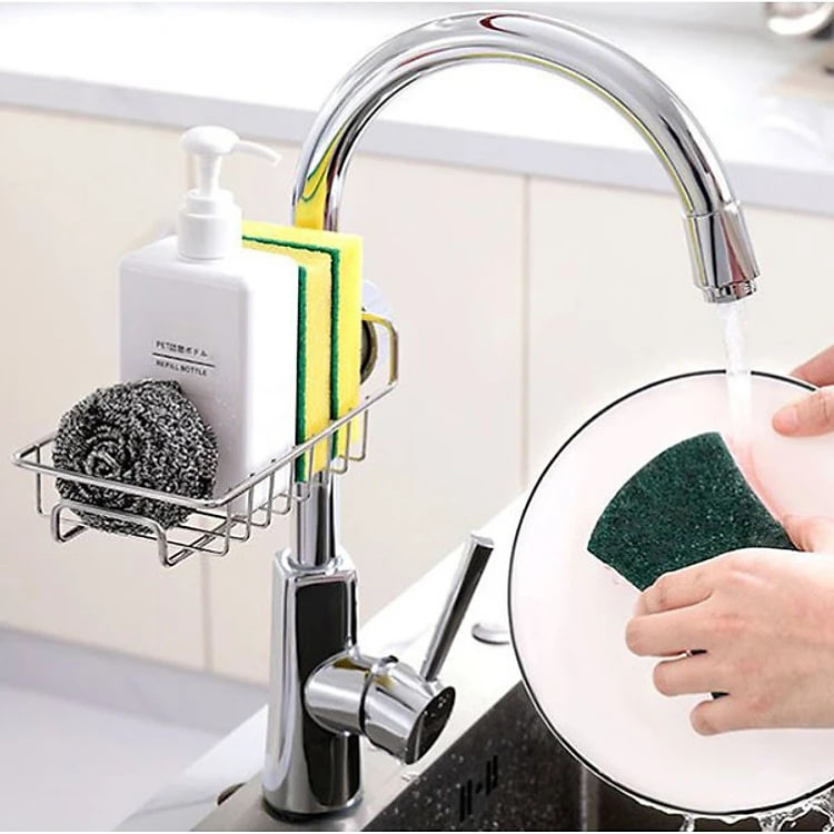Kệ đựng đồ rửa chén bát Xoong nồi , kệ inox gắn vòi nước đa năng giá để giẻ rửa bát dụng cụ nhà bếp tiện dụng Kitchen