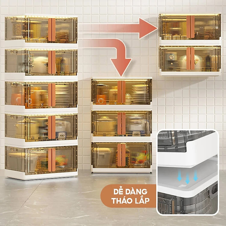 Kệ Hộp Đựng Đồ Lớn, Thùng Đựng Đồ 2 Cánh Cửa Đa Năng Có Bánh Xe - HÀNG ĐẸP VANDO