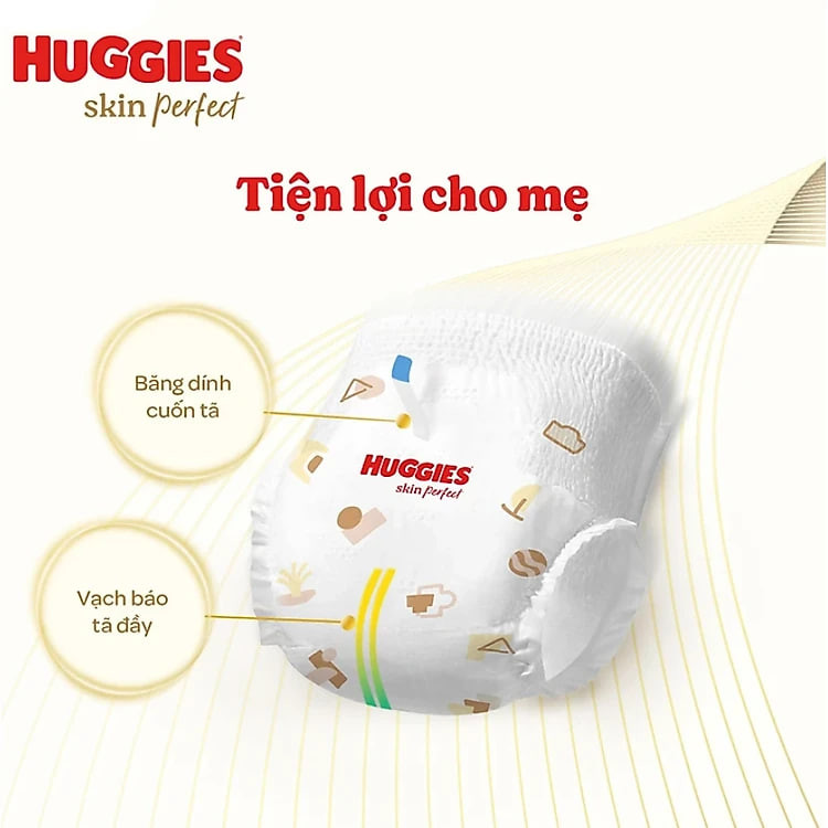 [Phiên bản Rắn vàng giới hạn] Tã quần Huggies Skin Perfect Mega Jumbo L88+4 với 2 vùng thấm giảm kích ứng da