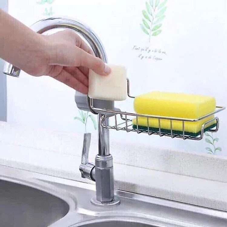 Kệ Để Đồ Rửa Chén Gắn Vòi Rửa Đa Năng Bằng Inox, Giá để giẻ rửa bát xoong nồi dụng cụ nhà bếp Không Gỉ Tiện Lợi Kitchen - Hàng Chính Hãng