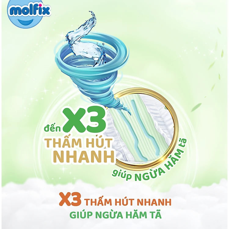 Tã/bỉm quần Molfix Thiên nhiên Jumbo XXXL (20kg - 35kg) - Gói 22+6 miếng