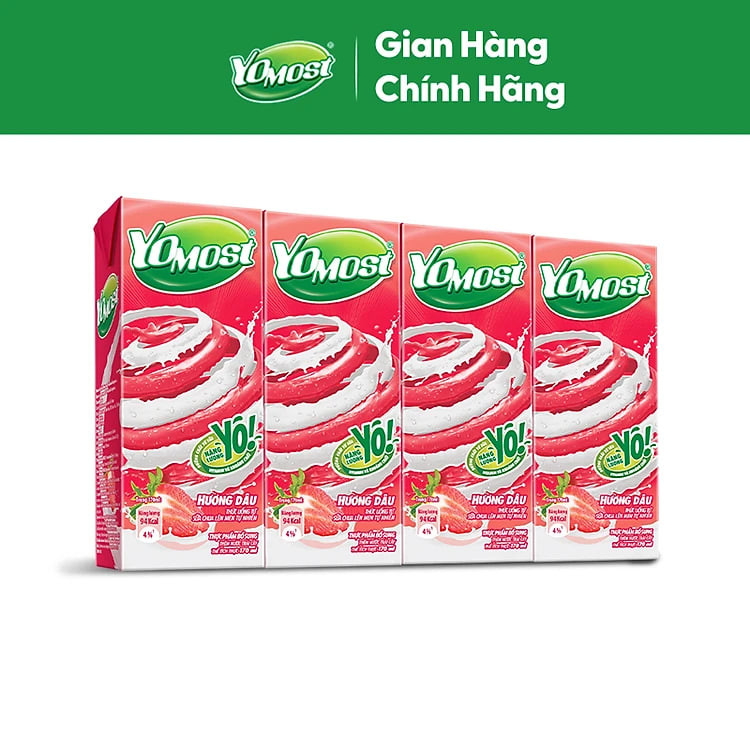 Thùng 48 Hộp Sữa Chua Lên Men Tự Nhiên Yomost Vị Dâu (170ml/Hộp)