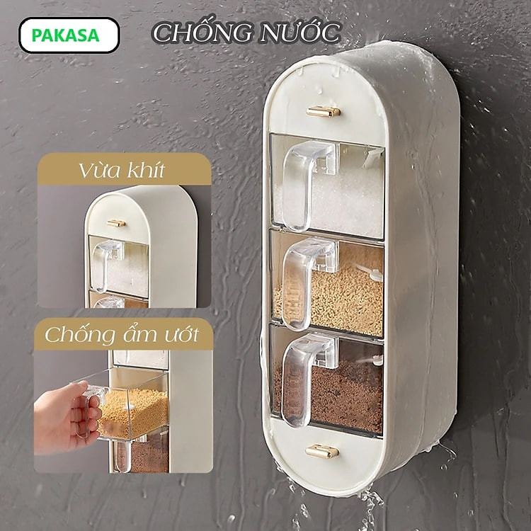 Kệ Đựng Gia Vị Nhà Bếp Dán Tường Có Ngăn Kéo 5 Ngăn Tiện Dụng - Hàng Chính Hãng