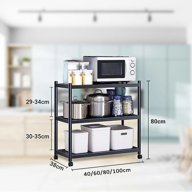 Kệ lò vi sóng đa năng Thép Carbon cao cấp Vando, kệ để đồ nhà bếp siêu chịu lực 300kg sơn tĩnh điện chống bong tróc, kệ nhà bếp
