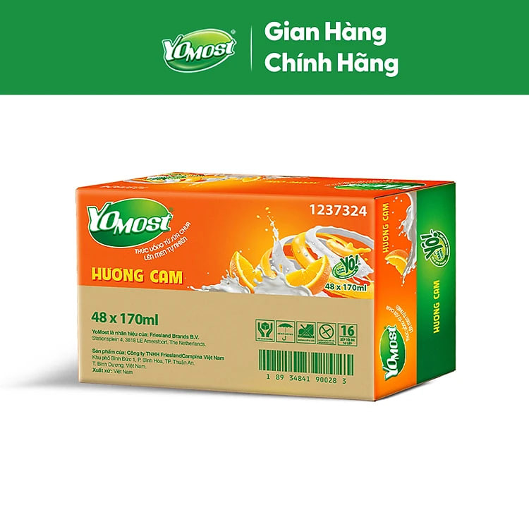 Thùng 48 Hộp Sữa Chua Lên Men Tự Nhiên Yomost Vị Cam (170ml/Hộp)