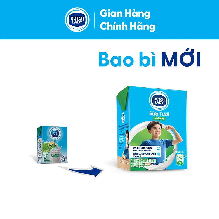 Thùng 48 Hộp Sữa Tươi Tiệt Trùng Dutch Lady Cô Gái Hà Lan Có Đường (48 x 110ml)