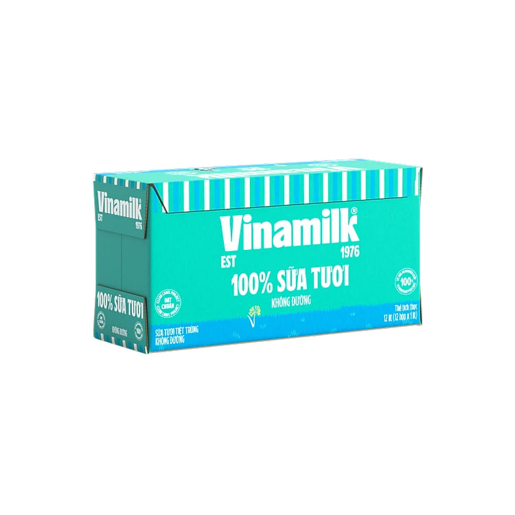 THÙNG 12 HỘP SỮA TƯƠI TIỆT TRÙNG VINAMILK 100% KHÔNG ĐƯỜNG 1L