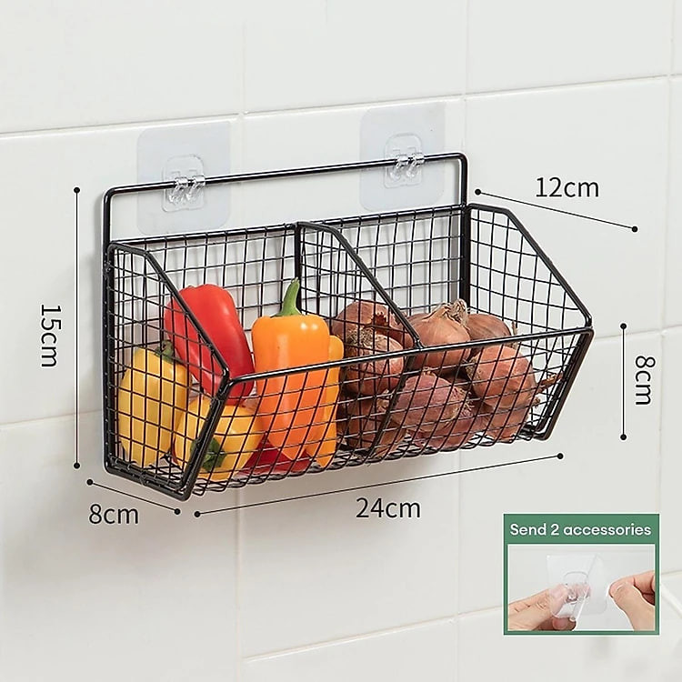 Kệ Lưới Đựng Gia Vị Dán Tường,Kệ Nhà Bếp, Đựng Hành Tỏi, Đồ Nhà Tắm... Tặng Kèm Miếng Dán Siêu Chắc Chắn