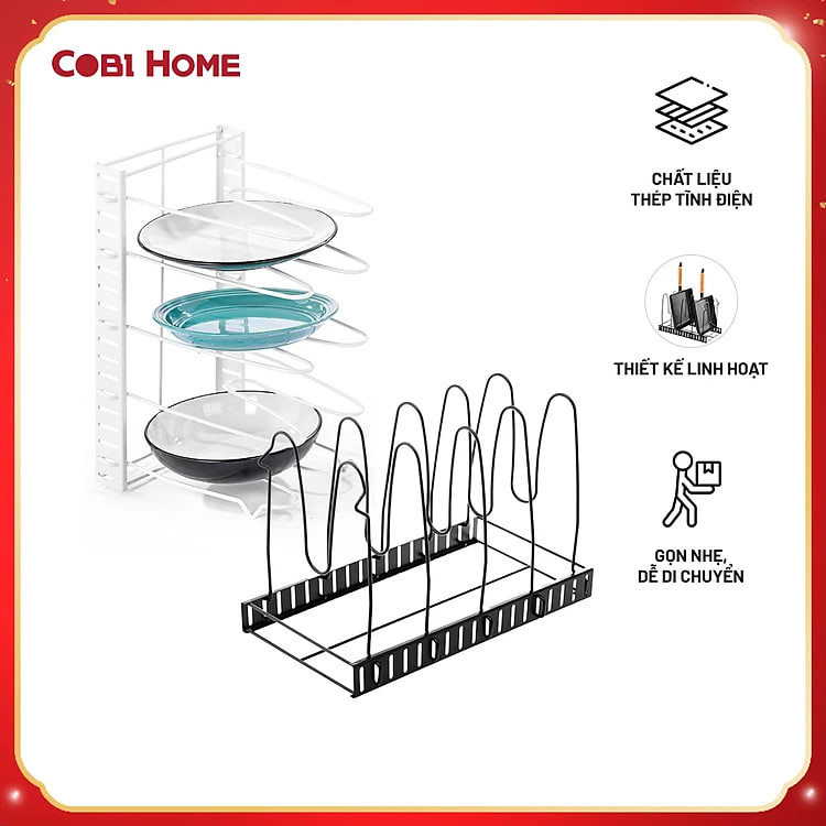 Kệ để nắp nồi, chảo,dụng cụ nhà bếp nhiều tầng. Phân phối bởi Cobi Home.