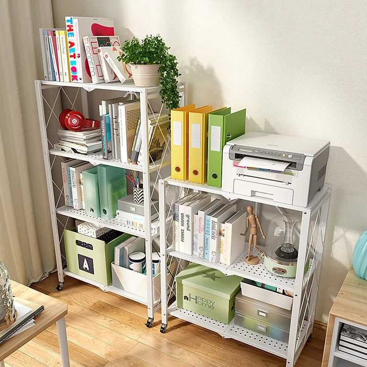 Kệ đa năng gấp gọn 3/4/5 tầng bằng Thép Carbon không gỉ Vando chính hãng, Kệ lò vi sóng có bánh xe, kệ sách trang trí