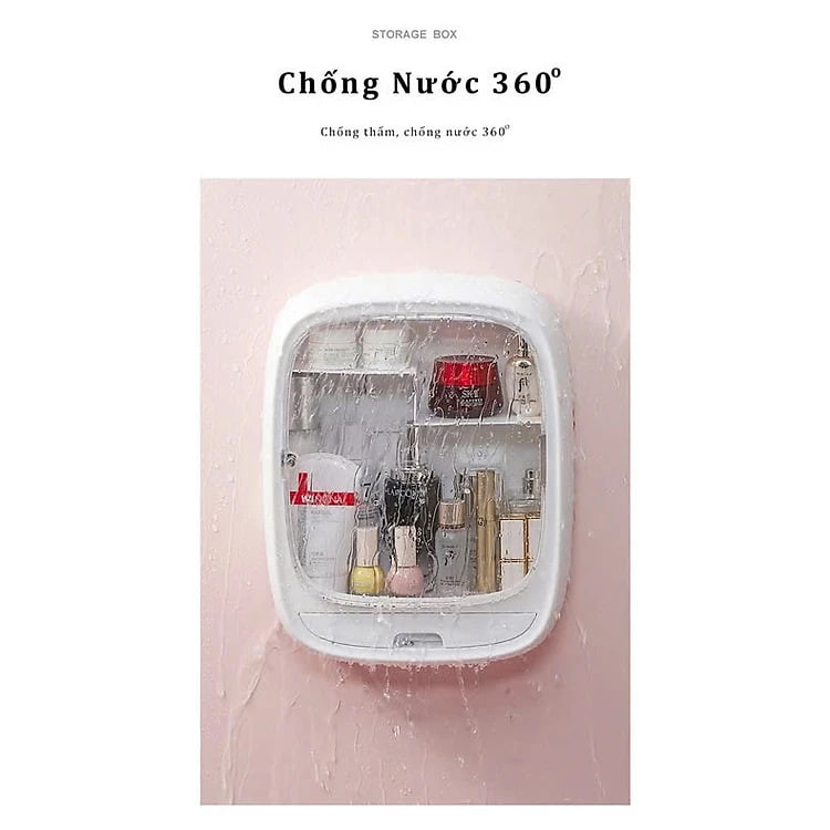 Kệ mỹ phẩm treo tường loại xịn Cicico365 chất nhựa ABS cao cấp 100% để đồ trang điểm trong nhà tắm không đục lỗ