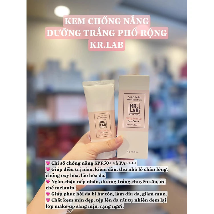 Kem chống nắng Kr. Lab lọ 50ml nâng tông kháng nước kiềm dầu chống nắng spf50+++