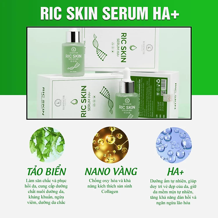 Serum dưỡng trắng, ngăn ngừa thâm nám RIC SKIN HA+ - Tái tạo làn da khỏe mạnh từ bên trong