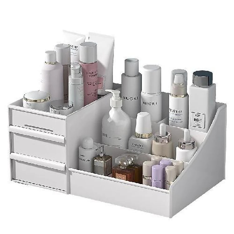 Kệ Đựng Mỹ Phẩm 3 Tầng 2 Ngăn Kéo, Hộp Đựng Đồ Trang Điểm, Makeup Bằng Nhựa Cao Cấp