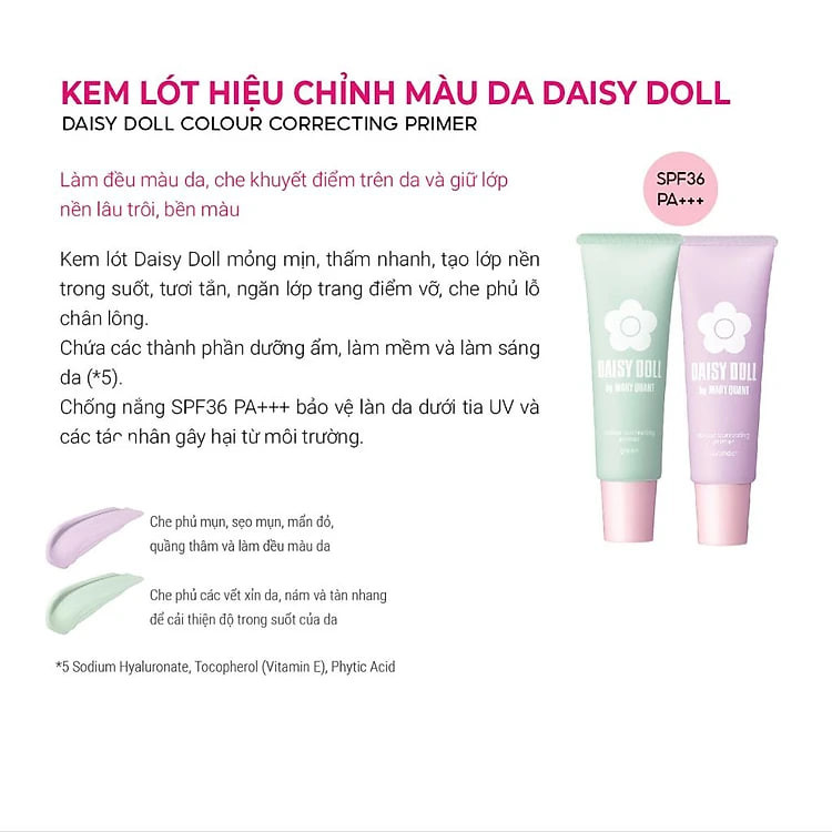 Kem Lót Hiệu Chỉnh Màu Da Daisy Doll Nhật Bản Tạo Lớp Lót Cho Da Căng Bóng, Sáng Mịn 30g