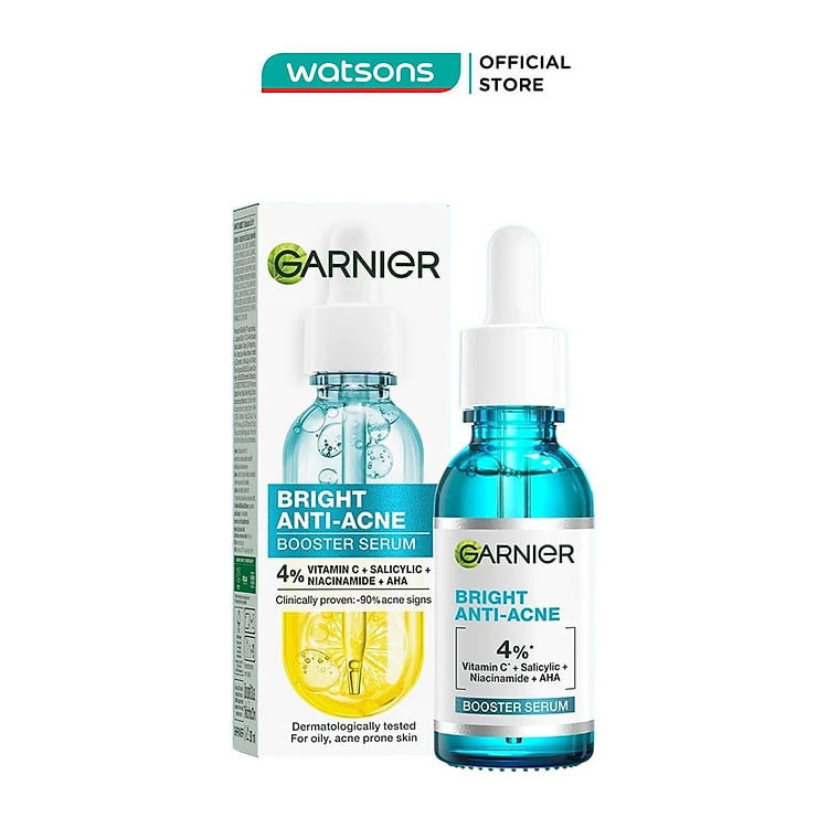 Dưỡng Chất Garnier Giảm Mụn Sáng Da Skin Naturals Bright Complete Anti-Acne Booster Serum30ml