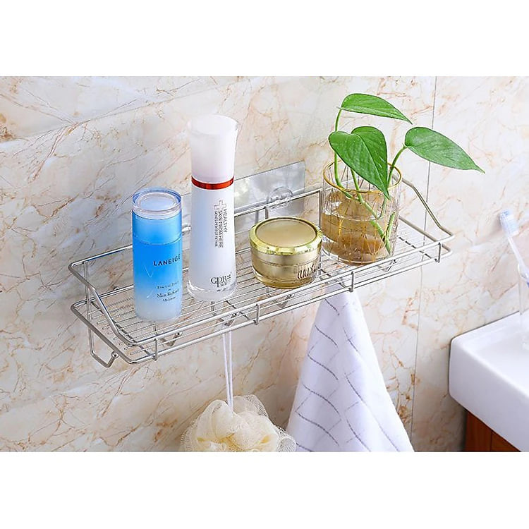 Kệ Dán Tường Đựng Vật Dụng Nhà Bếp , Nhà Tắm Có 6 Móc Treo PaKaSa - Hàng Chính Hãng