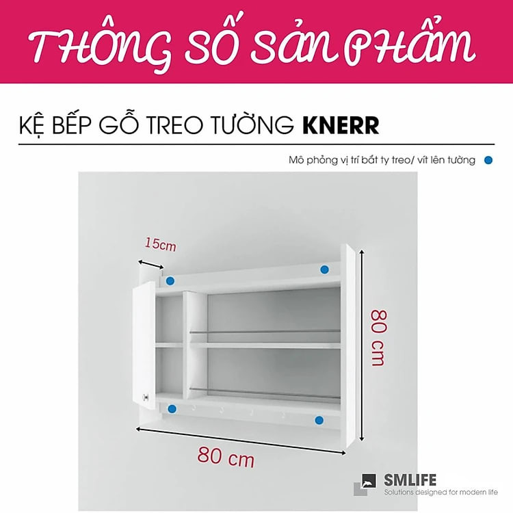 Kệ gỗ đựng gia vị nhà bếp hiện đại SMLIFE Knerr