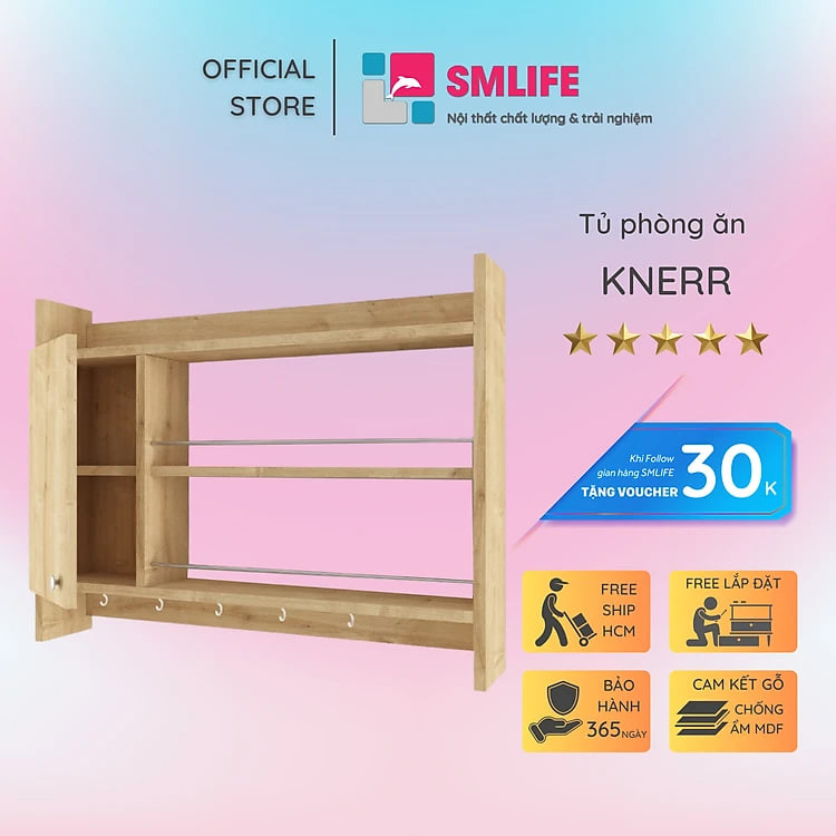 Kệ gỗ đựng gia vị nhà bếp hiện đại SMLIFE Knerr