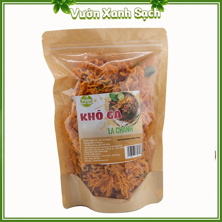 khô gà lá chanh/Thượng hạng /Đồ ăn vặt VƯỜN XANH SẠCH /GÓI 360 GRAM