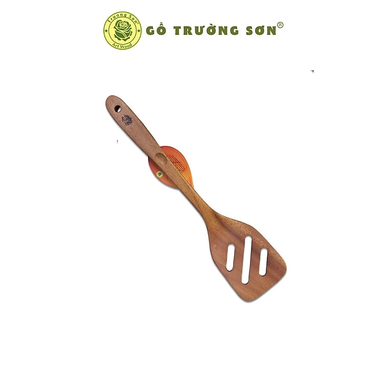 Sạn Gỗ TS39 Xà Cừ Cán Dài 3 Rãnh Chiên Xào Thức Ăn ( 35 x 8 cm ) - Đồ Gỗ Nhà Bếp Thương Hiệu Trường Sơn