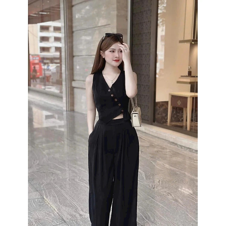SET ÁO KIỂU ĐÍNH NÚT  3 MÀU Y HÌNH