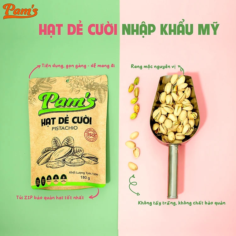 Hạt Dẻ Cười Không Tẩy Trắng Pams - Hạt Dẻ Nhập Khẩu Mỹ, Nhân Giòn Ngon, Dùng Ăn Kiêng Ăn Vặt