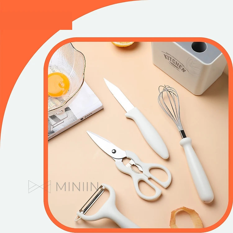 Bộ Dụng Cụ Nhà Bếp 6 Món Bộ Dao Kéo Làm Bếp Đa Năng Bằng Thép Không Gỉ Sắc Bén Kèm Khay Đựng Sang Trọng- HÀNG CHÍNH HÃNG MINIIN