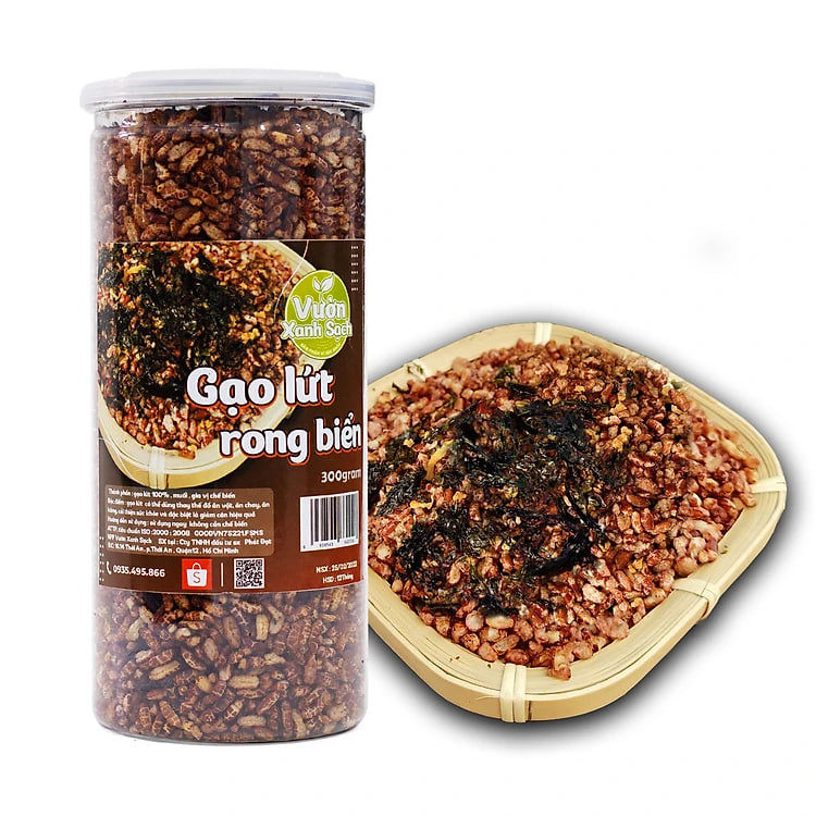 Gạo lứt rong biển / 300G / Cơm sấy rong biển/Ăn kiêng,ăn chay giảm cân hiệu quả/ Đồ ăn vặt Vườn Xanh Sạch