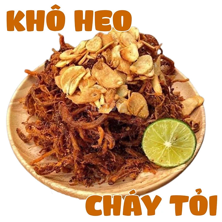 Khô heo cháy tỏi /Thượng hạng /Đồ ăn vặt VƯỜN XANH SẠCH /HỦ 200GRAM/loại ngon