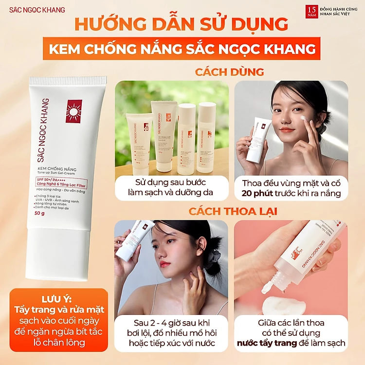 Combo 2 Kem Chống Nắng SẮC NGỌC KHANG 50G chống nắng phổ rộng với 6 màng lọc Filter