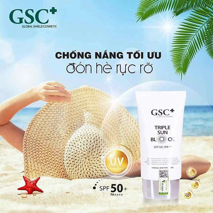 Kem chống nắng vật lý GSC TRIPLE SUN BLOCK SPF 50+/PA+++ chính hãng 50g