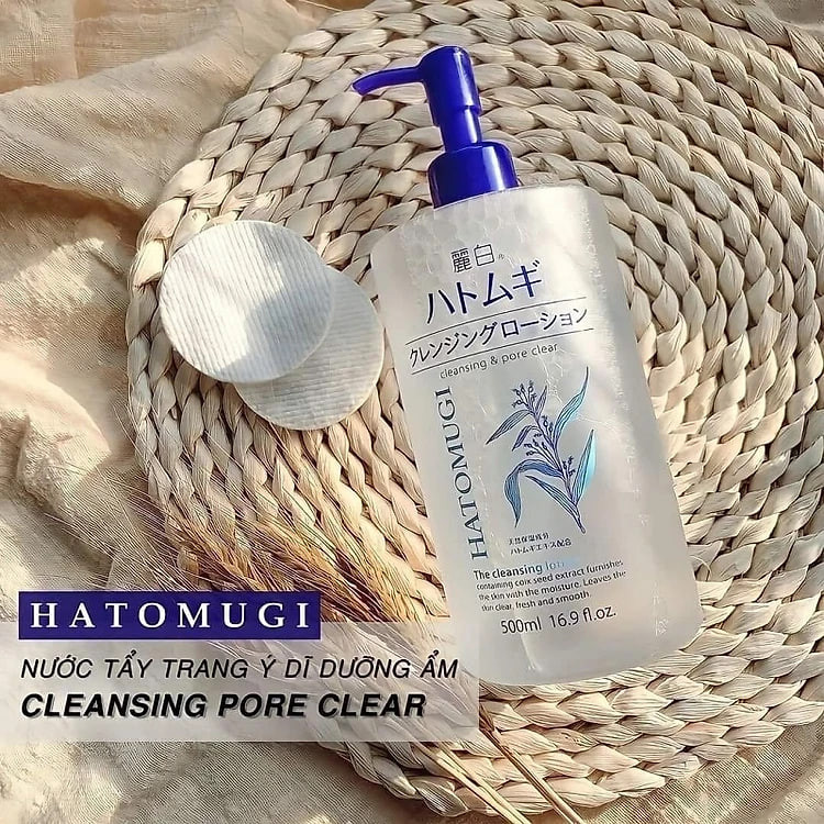 Nước tẩy trang dưỡng ẩm và làm sáng da hatomugi 500ml/chai