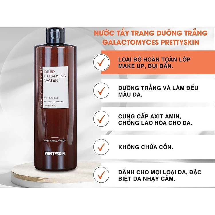 Nước tẩy trang dưỡng trắng GALACTOMYCES FIRST DEEP CLEANSING WATER PRETTYSKIN 500ml