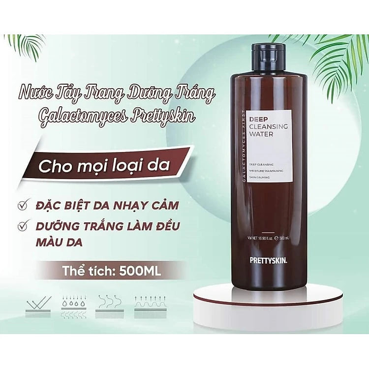 Nước tẩy trang dưỡng trắng GALACTOMYCES FIRST DEEP CLEANSING WATER PRETTYSKIN 500ml