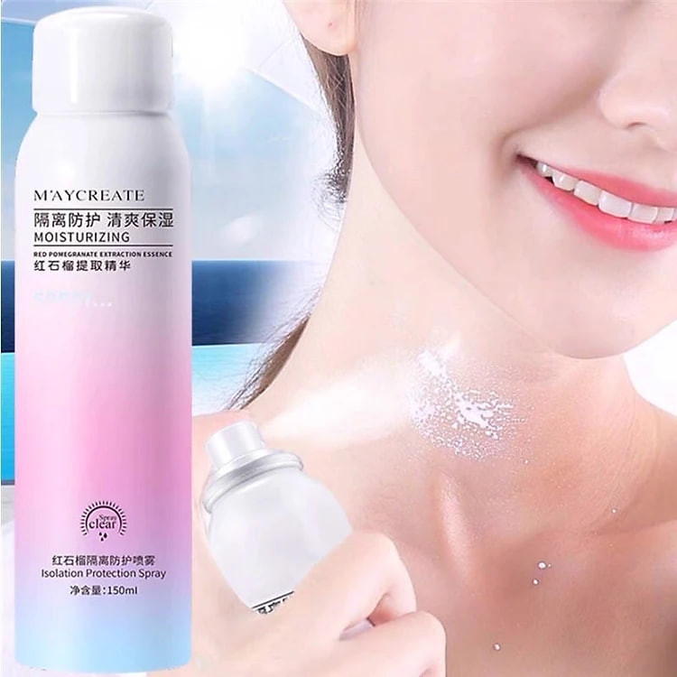Dụng cụ  trang điểm làm đẹp sức khỏe _ Xịt chống nắng , chống tia UV chai 150ml , bảo vệ cho cả mặt và toàn thân , giữ ẩm da ,chống thấm nước ,không nhờn ,bết dính không tắc nghẽn lỗ chân lông ,phù hợp với mọi loại da
