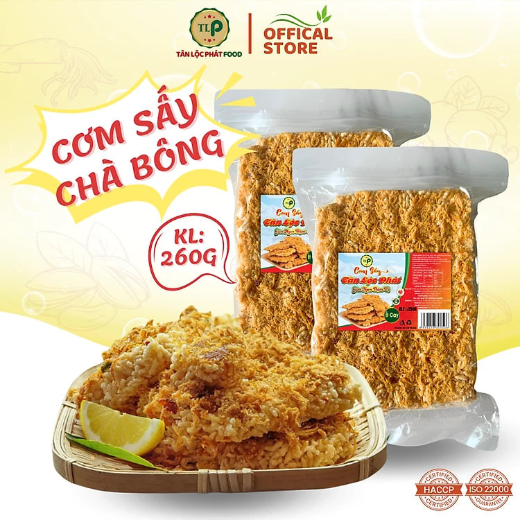 CƠM SẤY CHÀ BÔNG TÂN LỘC PHÁT COMBO 2 BỊCH - MỖI BỊCH 130G