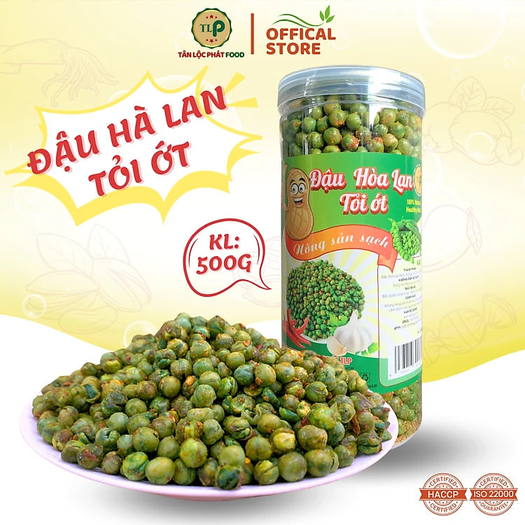 ĐẬU HÀ LAN SẤY TỎI ỚT GIÒN NGON TÂN LỘC PHÁT