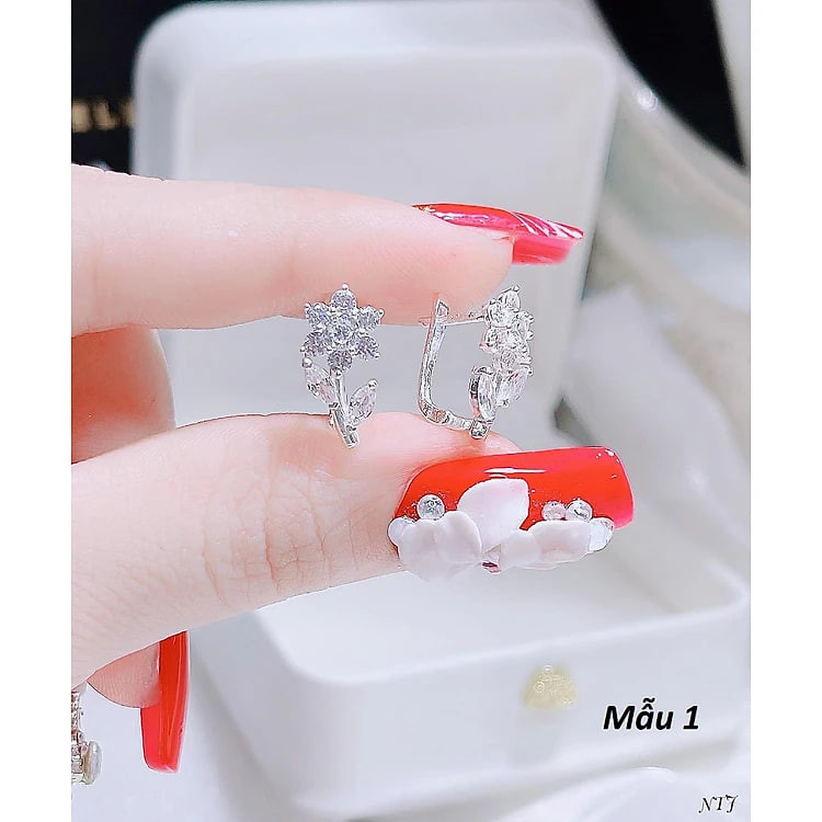 Bông tai bạc khoá bấm thời trang chất liệu bạc MS061