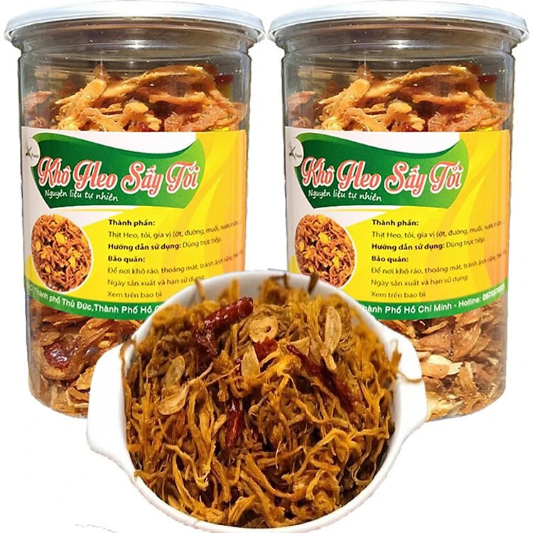 [Combo 2 Hũ] Khô Heo Sấy Tỏi Ớt Cao Cấp Mỗi Hũ 200G Hiệu SK FOOD