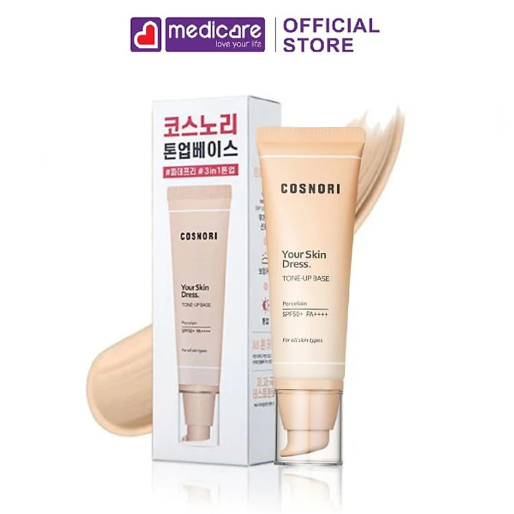 Kem nền trang điểm COSNORI your skin dress porcelain SPF50+ PA++++ 50ml